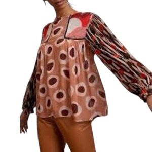 Bl^nk London | Women’s Printed Miranda Peasant Blouse Size XS
